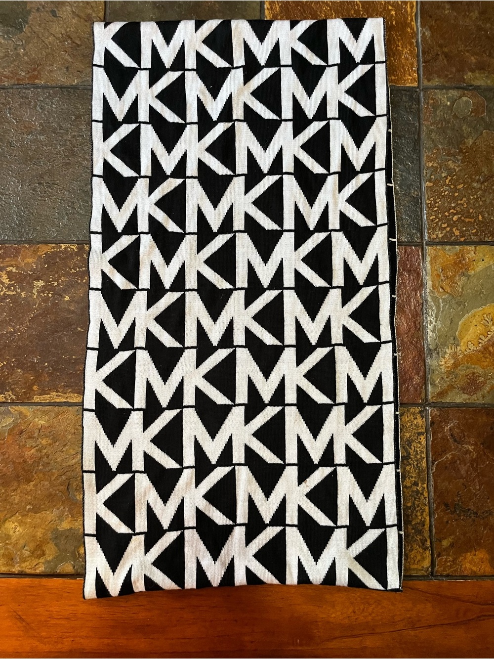 Michael Kors Black & White MK Monogram Infinity Scarf